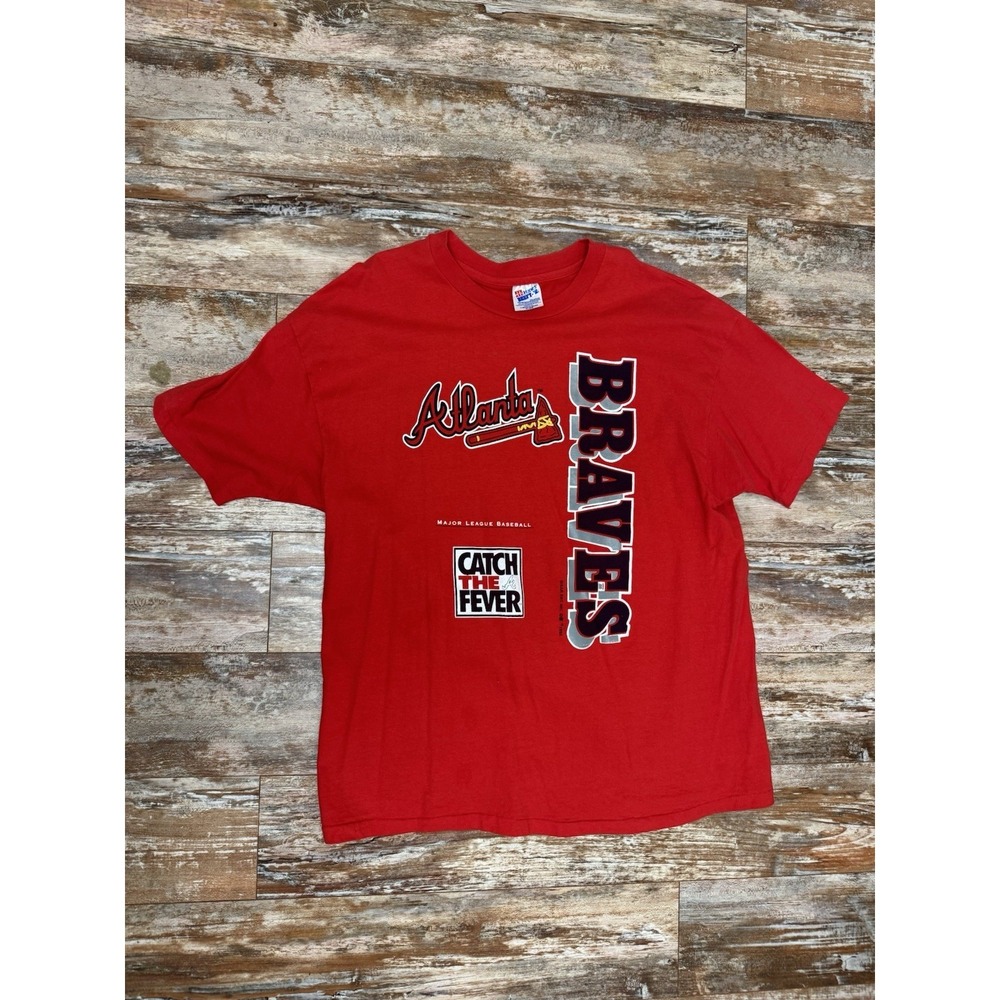 Vintage 1992 Atlanta Braves Catch The Fever T-Shirt Size XXL Red MLB